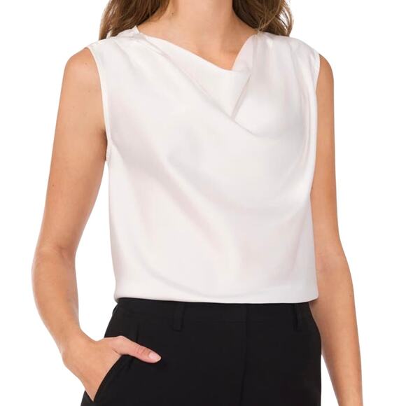 HALOGEN‎ COWL NECK SLEEVELESS PULLOVER BLOUSE IN IVORY NWT WOMEN'S SIZE SMALL - Picture 1 of 12